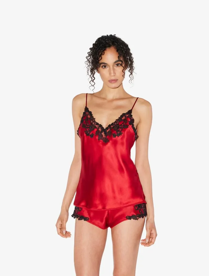Red Silk Camisole With Frastaglio Sleepwear La Perla Camisoles