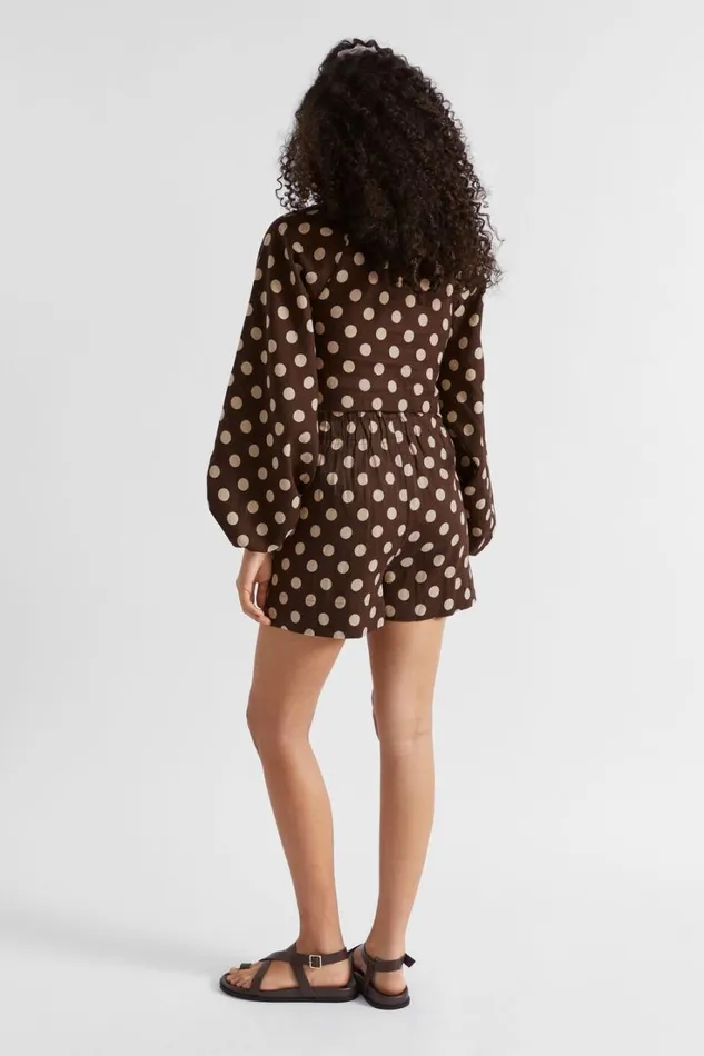 Resort Woman Seed Heritage Linen Spot Short Deep Raisin Spot