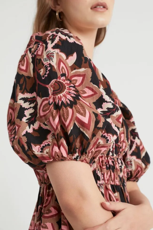 Resort Woman Seed Heritage Puff Sleeve Mini Dress Vintage Floral