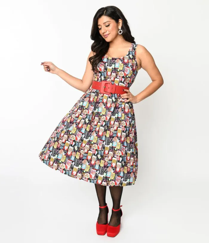 Retrolicious Black Gumball Machine Swing Dress DressesPlus Unique Vintage Pocket Dresses Retrolicious Black Gumball Machine Swing Dress DressesPlus Unique Vintage Pocket Dresses
