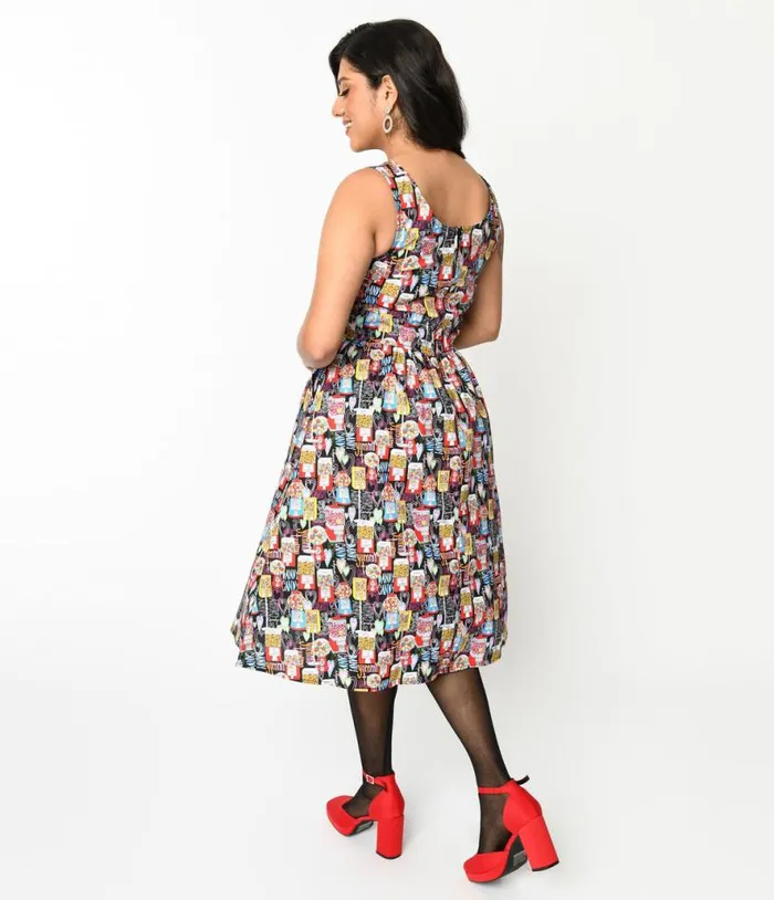 Retrolicious Black Gumball Machine Swing Dress DressesPlus Unique Vintage Pocket Dresses