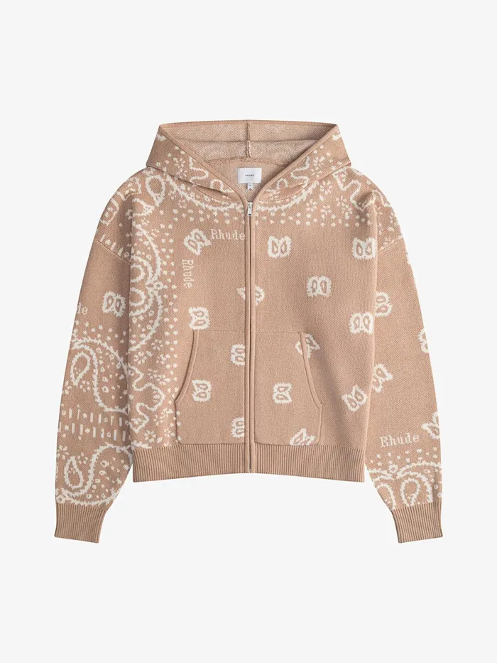 RHUDE BANDANA KNIT ZIPUP Men Rhude Luxe Knitwear