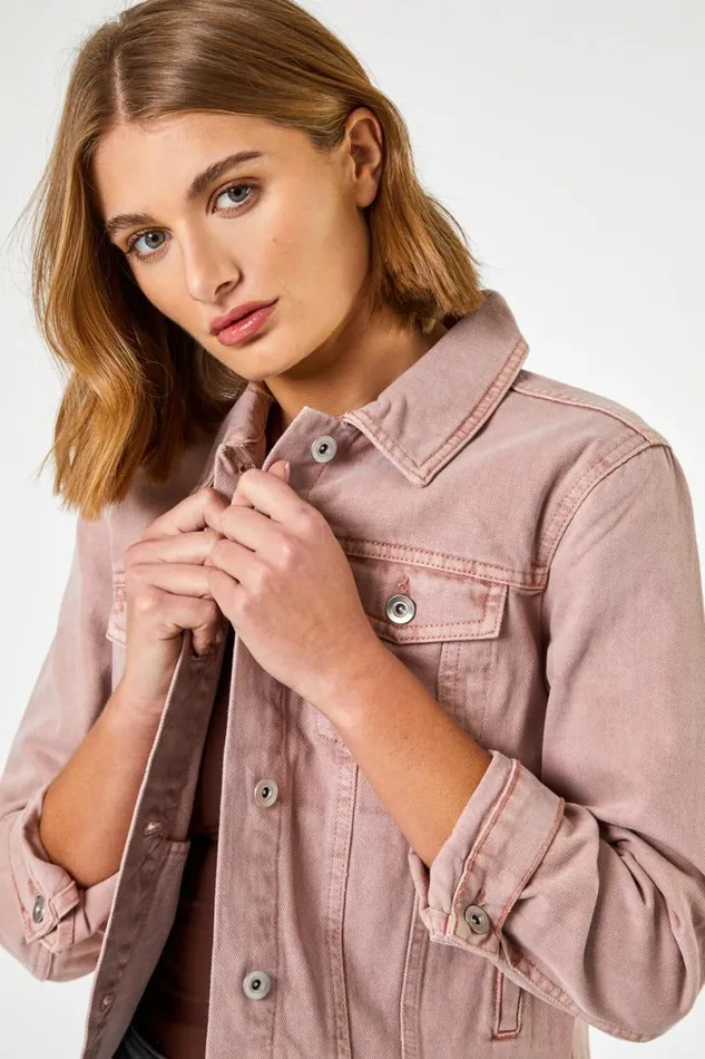 Rose Classic Cotton Denim Jacket Women Roman Occasionwear