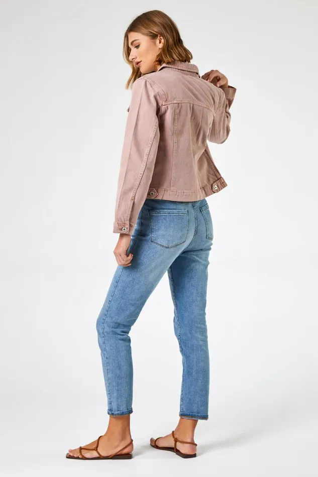 Rose Classic Cotton Denim Jacket Women Roman Occasionwear