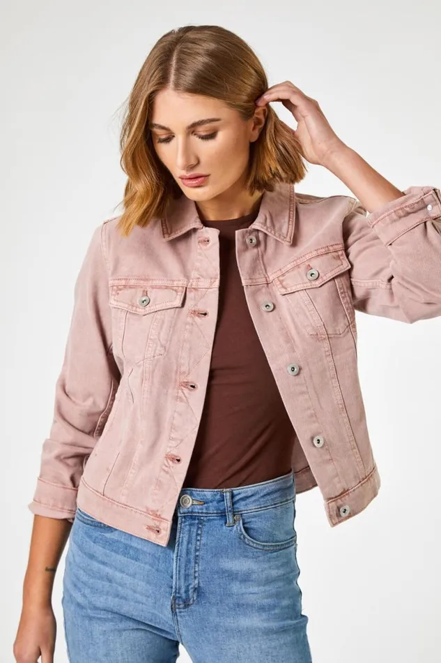 Rose Classic Cotton Denim Jacket Women Roman Occasionwear