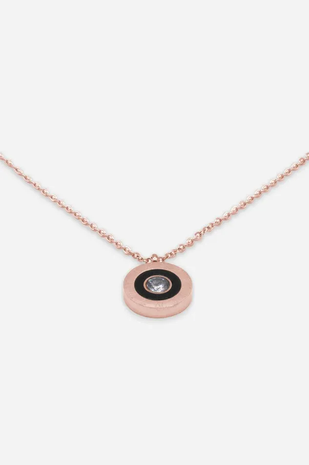 Rose Gold Stainless Steel Diamante Clock Pendant Women Roman Jewellery