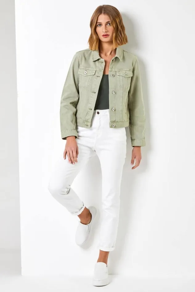 Sage Classic Cotton Denim Jacket Women Roman Jackets