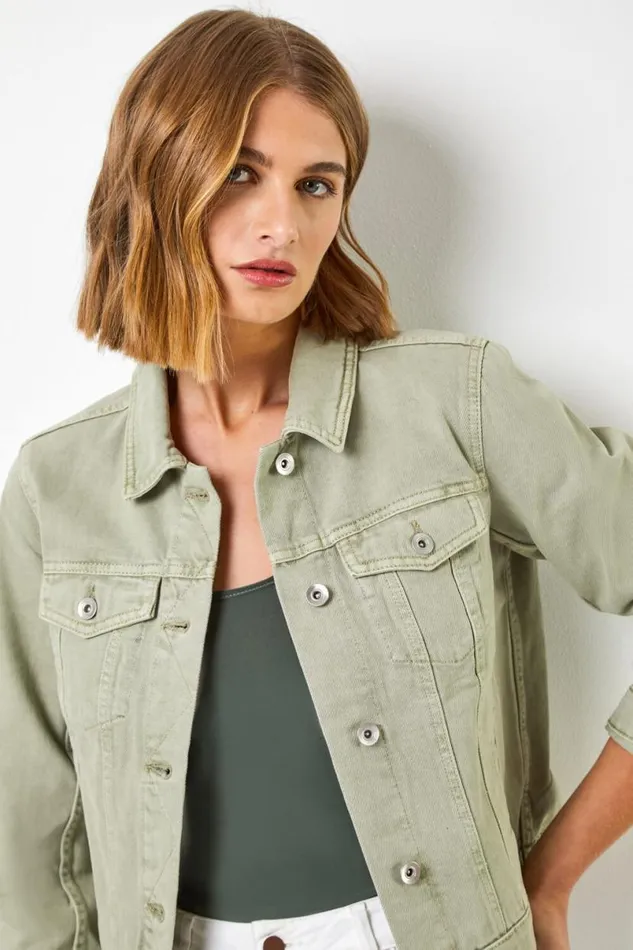 Sage Classic Cotton Denim Jacket Women Roman Jackets