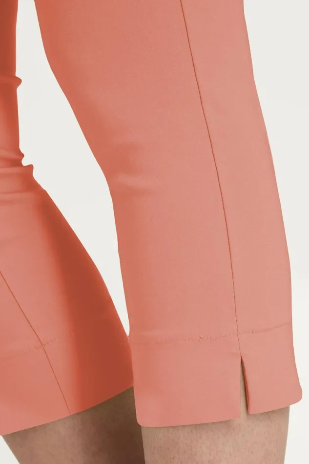 Salmon Pink Elastic Waist Stretch Cropped Trousers Women Roman Coords