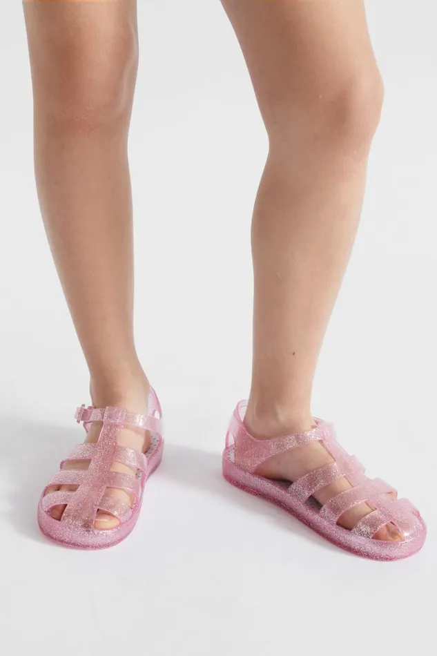 Sandals and Slides Girl Seed Heritage Glitter Cage Jelly Sandal Pink