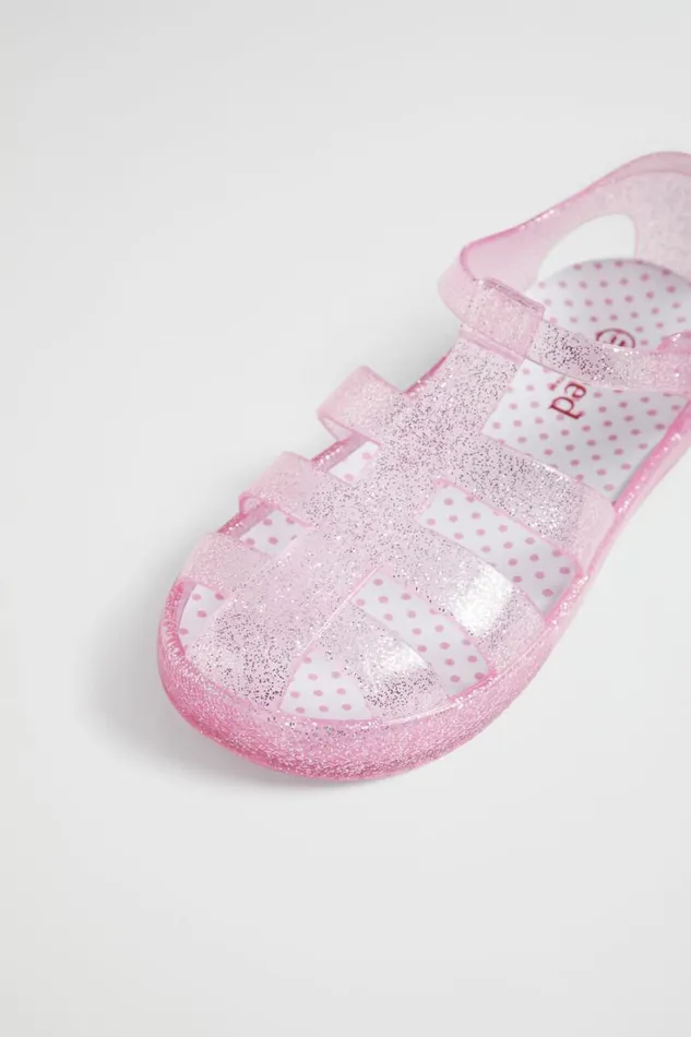 Sandals and Slides Girl Seed Heritage Glitter Cage Jelly Sandal Pink