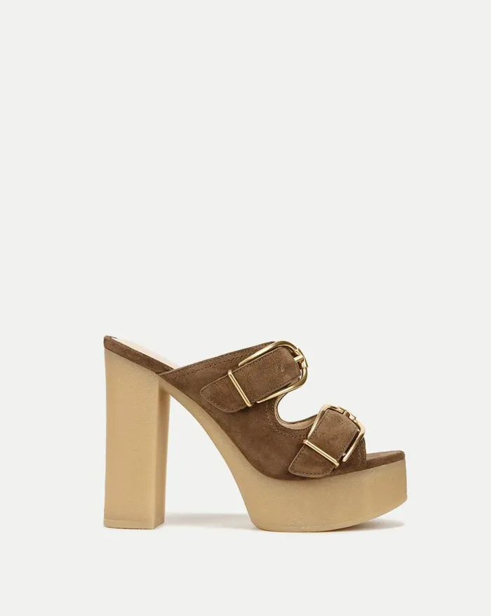 Sandals Shop Veronica Beard Garrick Suede Platform Sandal Latte