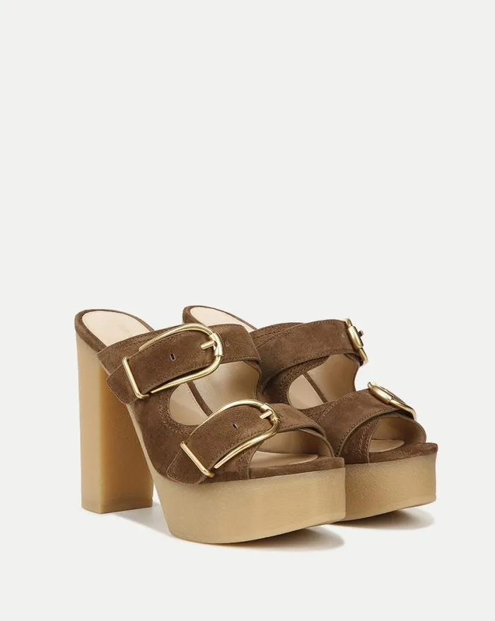Sandals Shop Veronica Beard Garrick Suede Platform Sandal Latte
