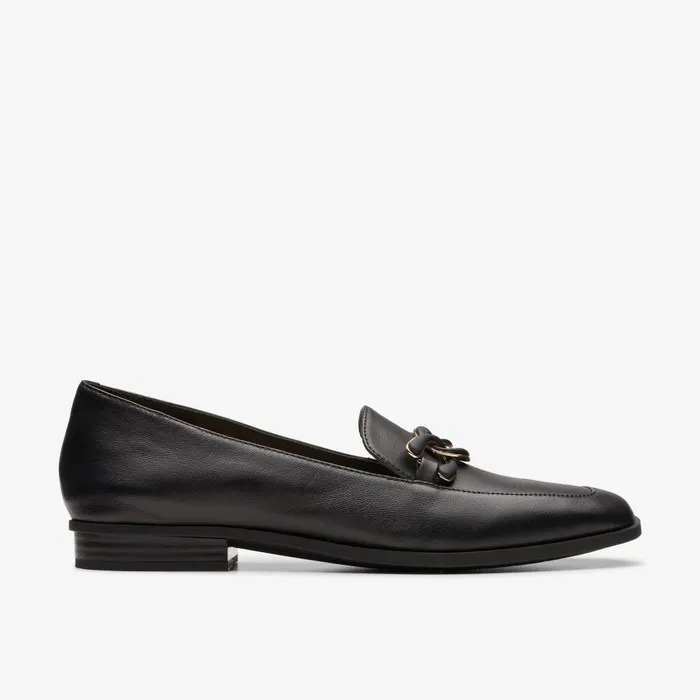 Sarafyna Rae Black Leather Women Clarks SlipOns