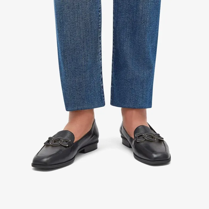 Sarafyna Rae Black Leather Women Clarks SlipOns