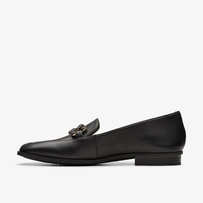 Sarafyna Rae Black Leather Women Clarks SlipOns