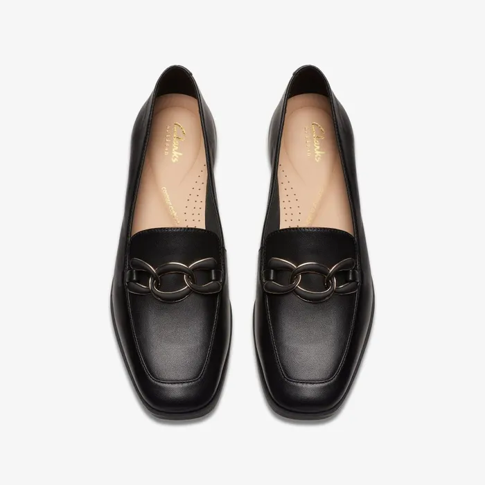 Sarafyna Rae Black Leather Women Clarks SlipOns