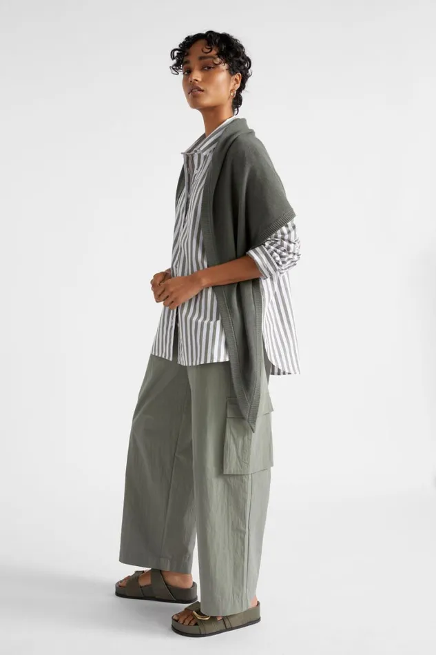 Scarves and Kaftans Woman Seed Heritage Woven Triangle Wrap Smokey Olive