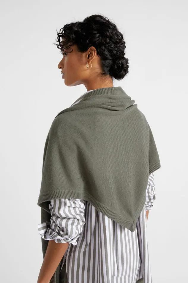 Scarves and Kaftans Woman Seed Heritage Woven Triangle Wrap Smokey Olive