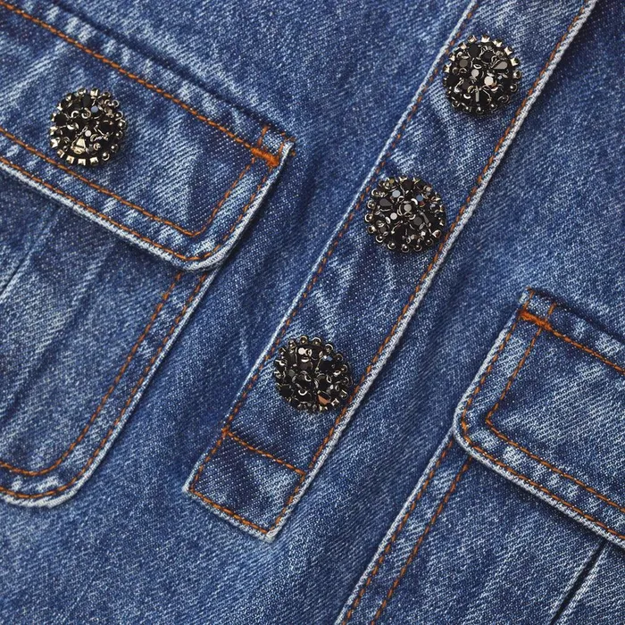 Self Portrait Denim Pleated Denim Mini Dress 8211 Women