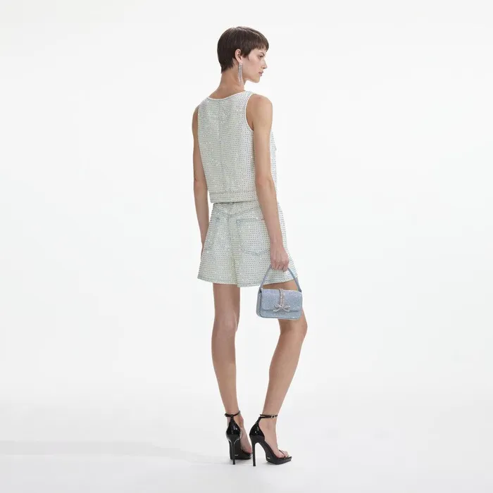 Self Portrait Denim Rhinestone Denim Cargo Top 8211 Women