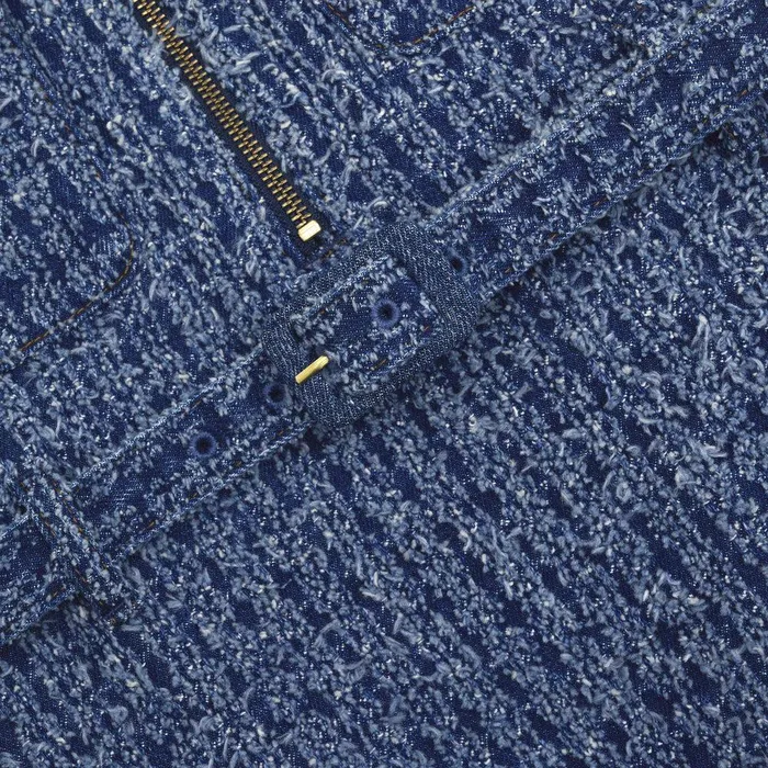 Self Portrait Denim Textured Denim Mini Dress 8211 Women