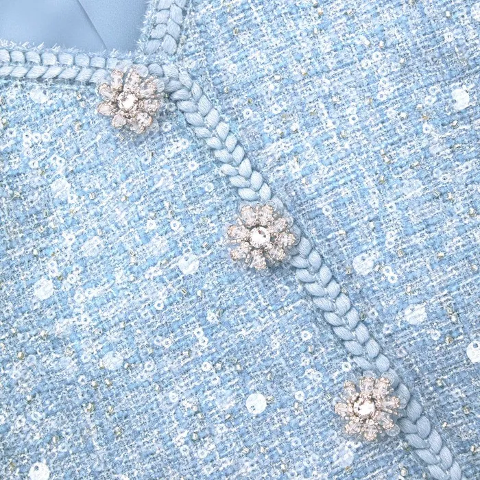 Self Portrait Dresses Blue Boucle Tailored Midi Dress 8211 Women