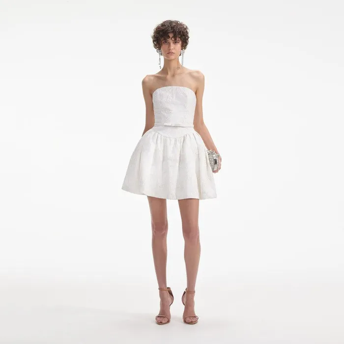 Self Portrait Dresses Cream Lace Bandeau Mini Dress 8211 Women