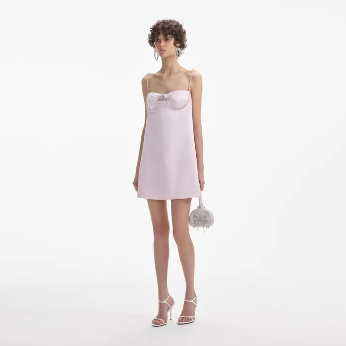 Self Portrait Dresses Pink Satin Diamante Mini Dress 8211 Women
