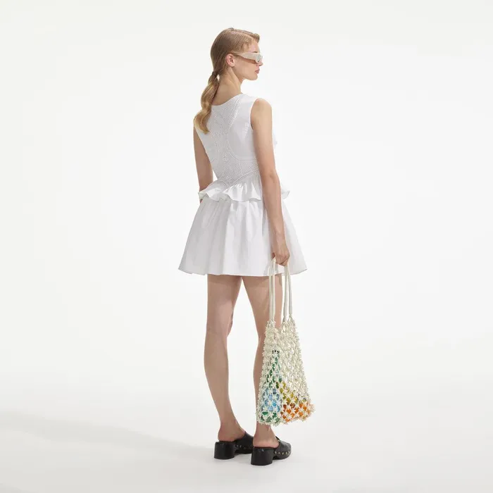 Self Portrait Dresses White Lace Panel Mini Dress 8211 Women