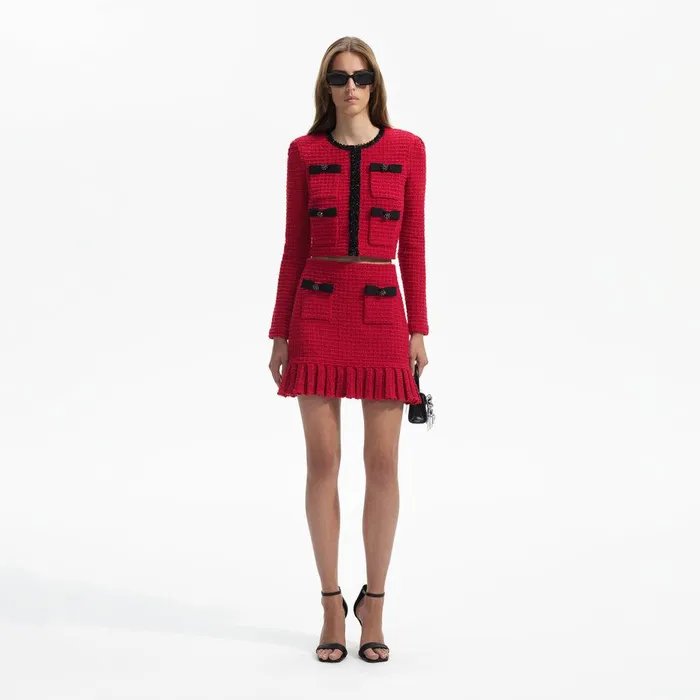 Self Portrait Knitwear Red Knit Mini Skirt 8211 Women