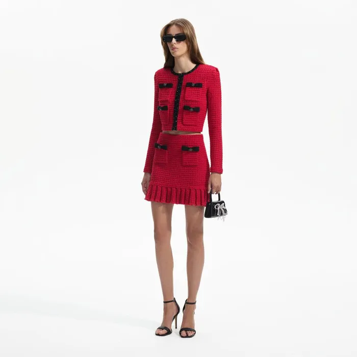 Self Portrait Knitwear Red Knit Mini Skirt 8211 Women
