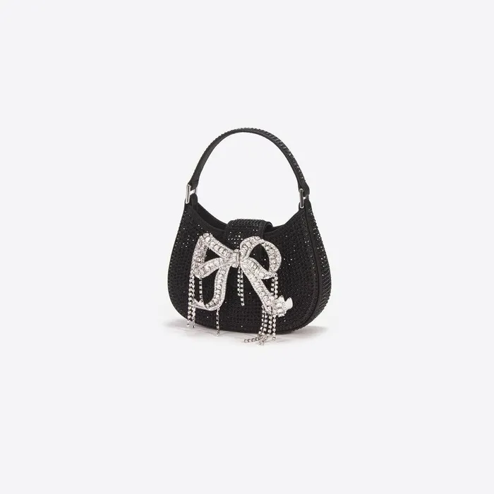 Self Portrait Micro Black Rhinestone Micro Crescent Bag 8211 Women