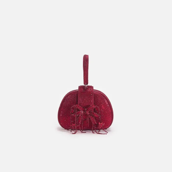 Self Portrait Micro Burgundy Rhinestone Top Handle Micro Bag 8211 Women