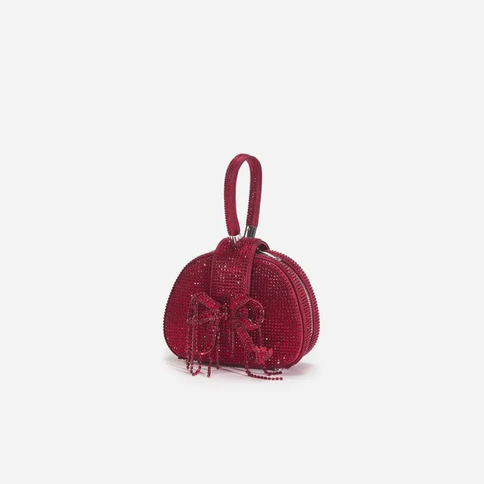 Self Portrait Micro Burgundy Rhinestone Top Handle Micro Bag 8211 Women