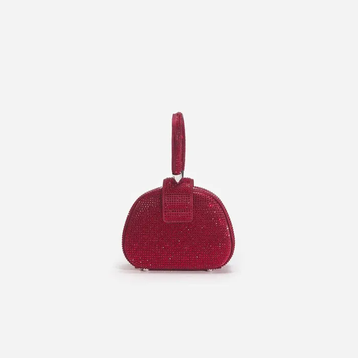 Self Portrait Micro Burgundy Rhinestone Top Handle Micro Bag 8211 Women