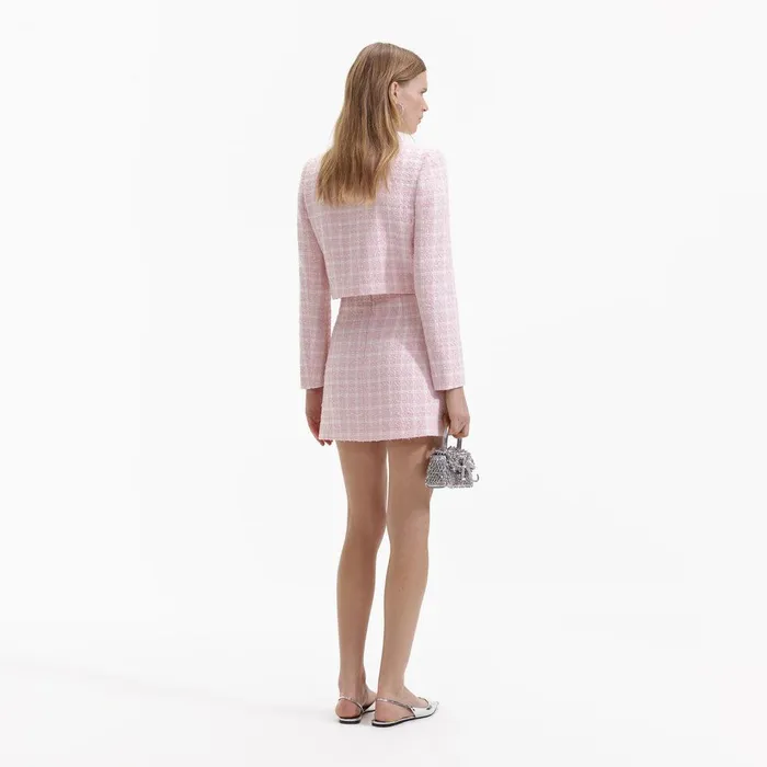 Self Portrait Outerwear Pink Boucle Collar Jacket 8211 Women