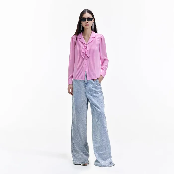 Self Portrait Tops Pink Chiffon Blouse 8211 Women