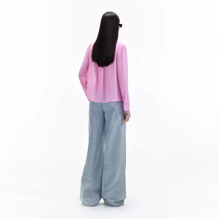 Self Portrait Tops Pink Chiffon Blouse 8211 Women