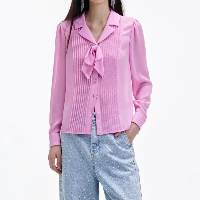 Self Portrait Tops Pink Chiffon Blouse 8211 Women