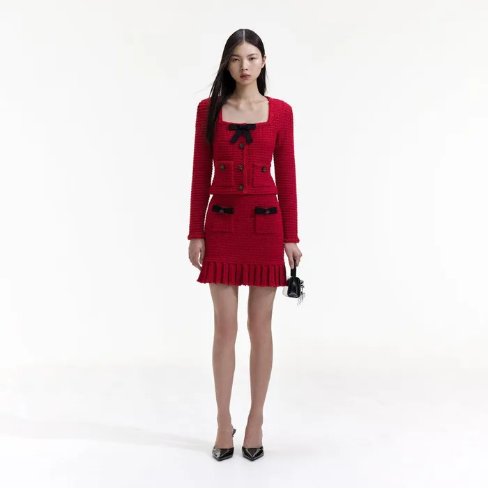 Self Portrait Tops Red Knit Bow Top 8211 Women