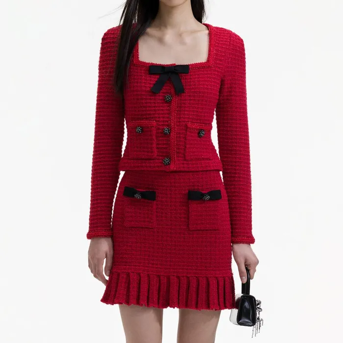 Self Portrait Tops Red Knit Bow Top 8211 Women