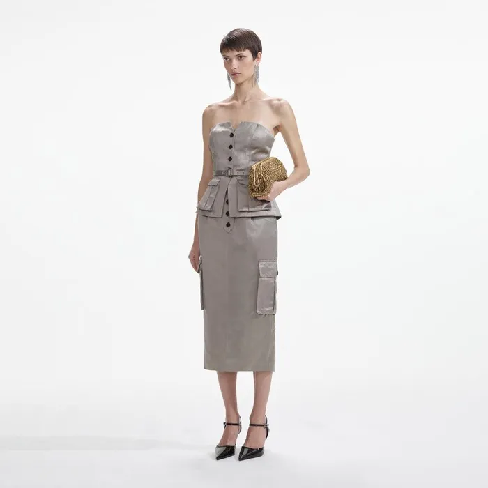 Self Portrait Tops Taupe Satin Corset Top 8211 Women