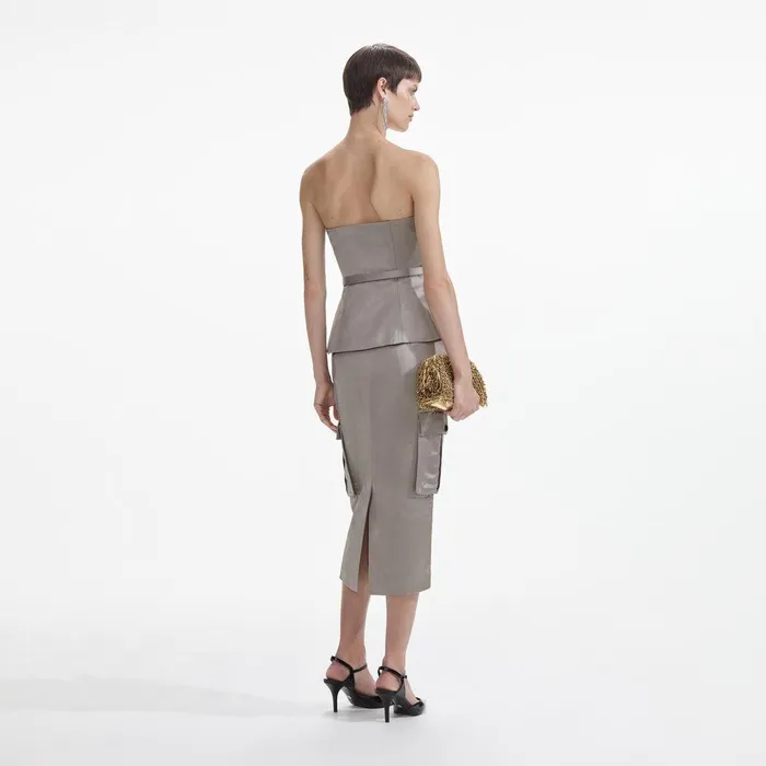 Self Portrait Tops Taupe Satin Corset Top 8211 Women