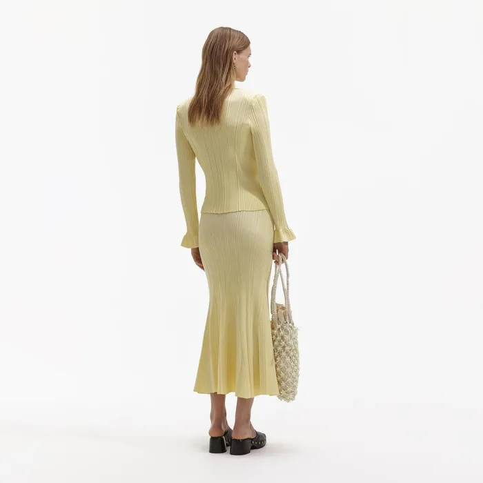 Self Portrait Tops Yellow Ribbed Viscose Knit Top 8211 Women