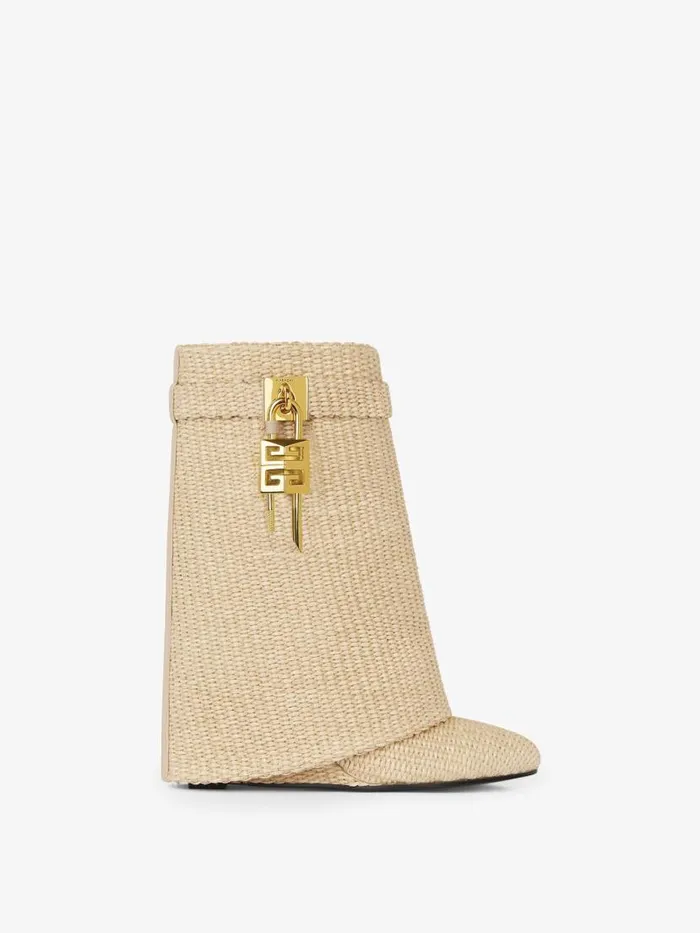 Shark Lock Ankle Boots In Raffia Beige Women Givenchy Shark Lock
