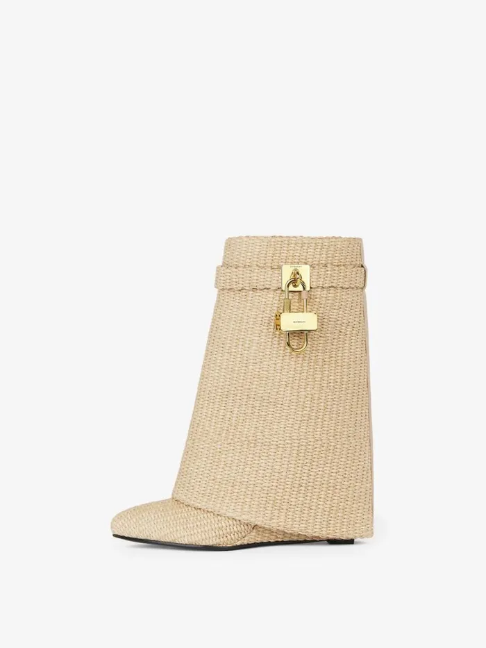 Shark Lock Ankle Boots In Raffia Beige Women Givenchy Shark Lock