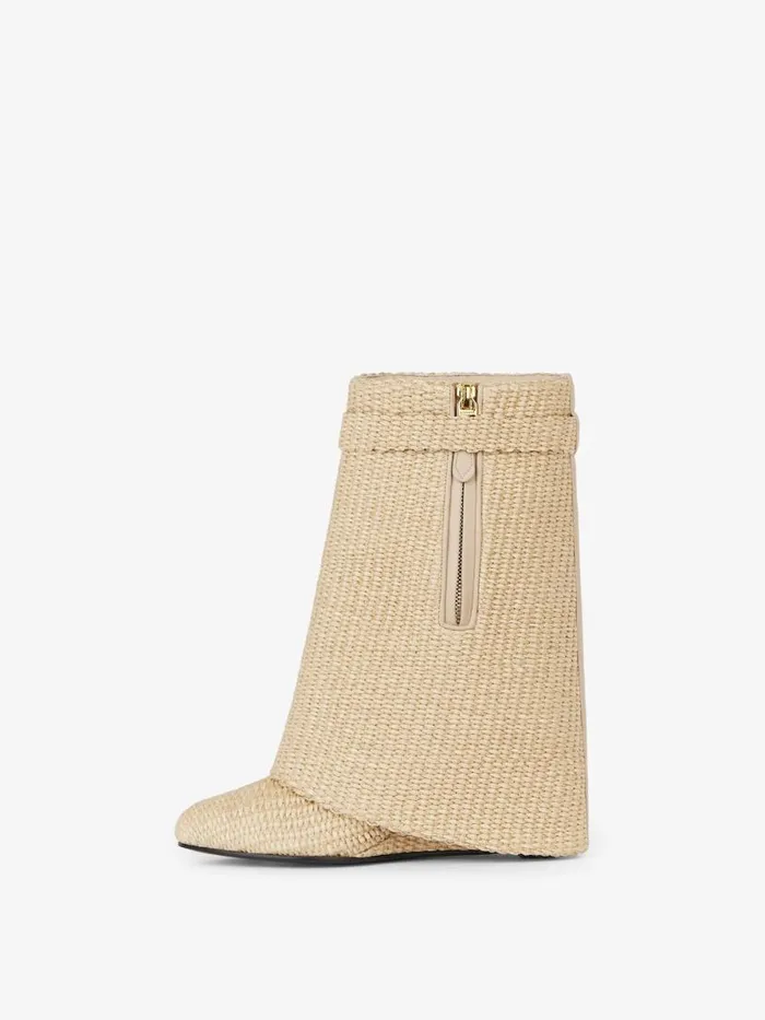 Shark Lock Ankle Boots In Raffia Beige Women Givenchy Shark Lock