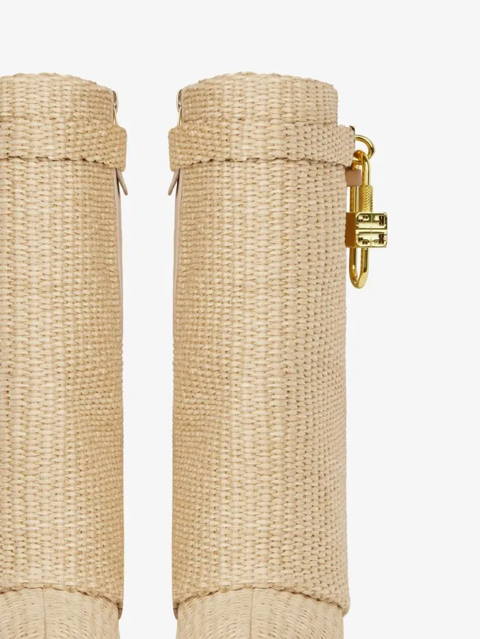 Shark Lock Ankle Boots In Raffia Beige Women Givenchy Shark Lock