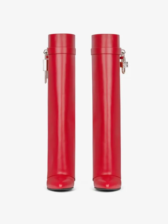 Shark Lock Boots In Leather Red Women Givenchy Shark Lock